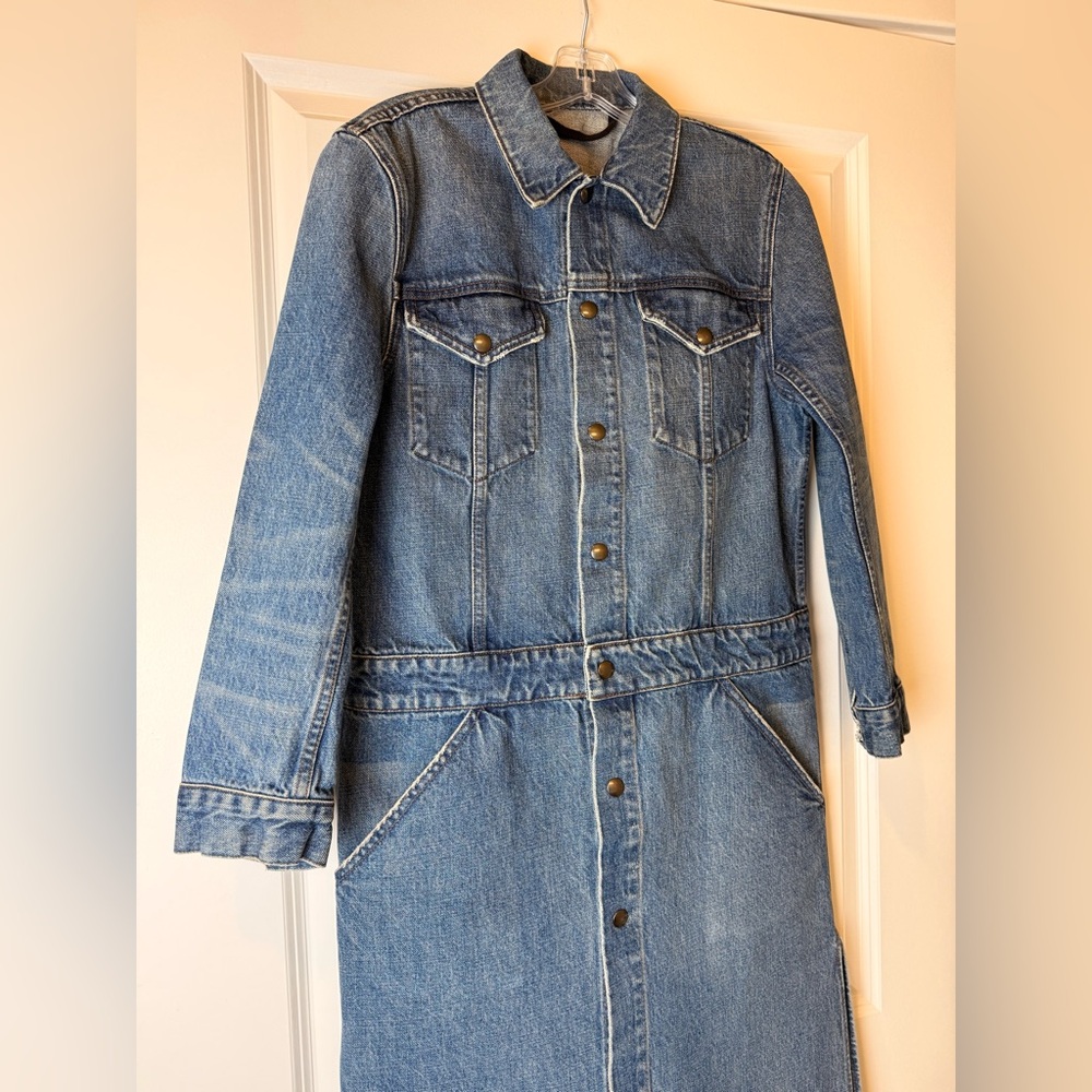 Helmut Lang VINTAGE Denim Trench Coat Dress Jacket Made in USA Size M | RARE - Picture 7 of 14